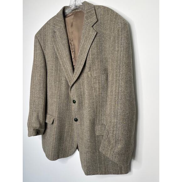 Vintage 70's Triona Design Donegal Handwoven Herringborn Tweed Wool Blazer 52R - Picture 8 of 14